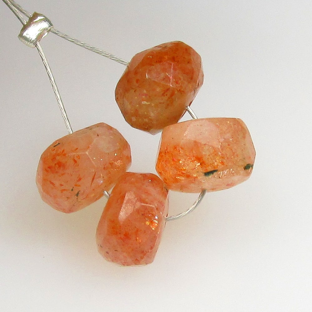 6.13 Ctw Natural 4 Drilled Orange Sunstone Round Beads (1 of 2)