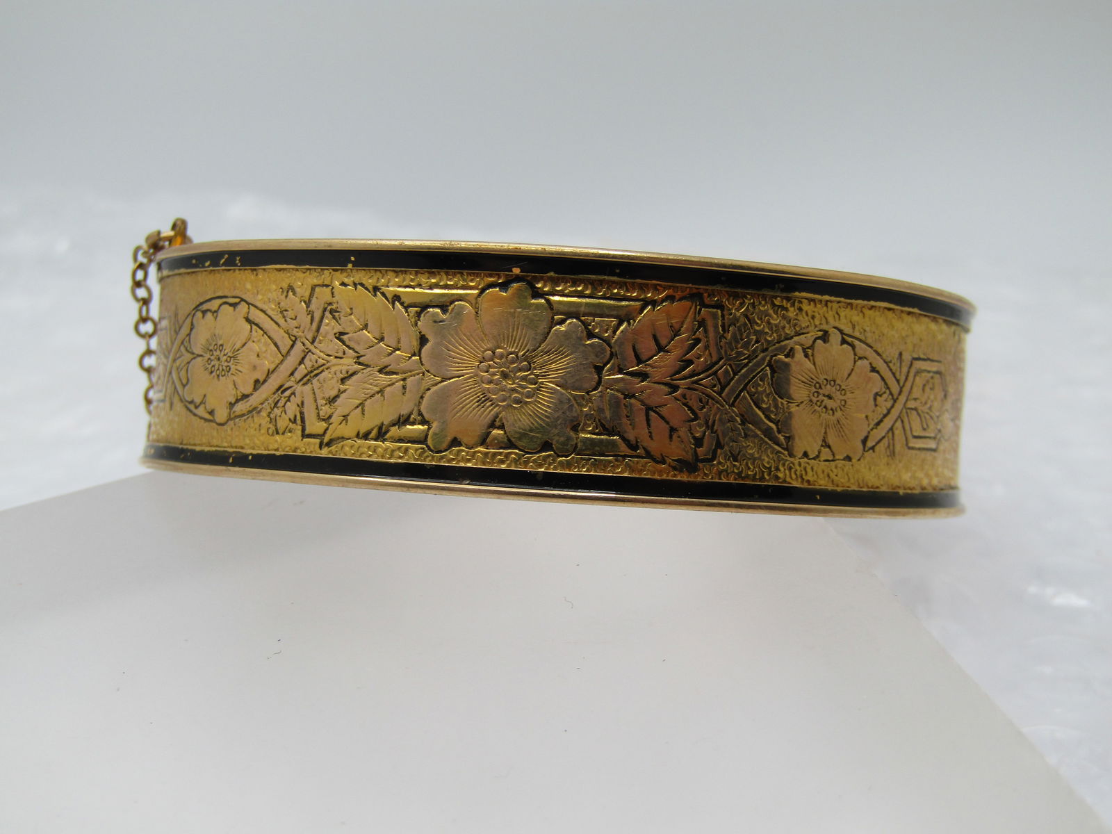 Vintage S.O. Bigney Hinged Bangle Bracelet, 6.75", Taille D'epargne, 1930's (1 of 8)