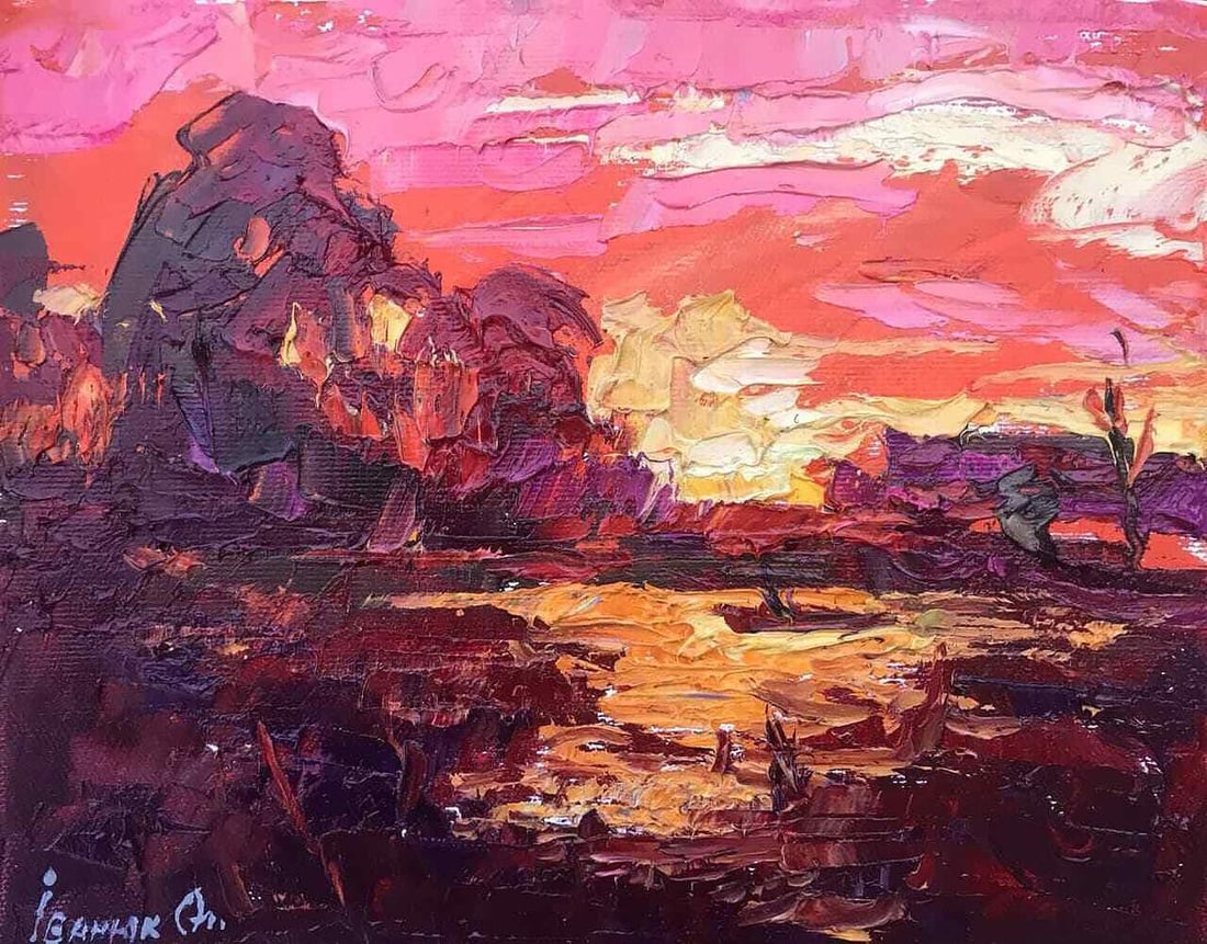 Oil painting Evening silence Kalenyuk Alex: Description: №Kalen 707AAA *** ABOUT THIS PAINTING *** * TITLE: "Evening silence" * ARTISTS: Kalenyuk Alex * SIZE: 20x25 cm/'7.87x9.84 inches' * MEDIUM: oil, canvas * HAND PAINTED: Original pain