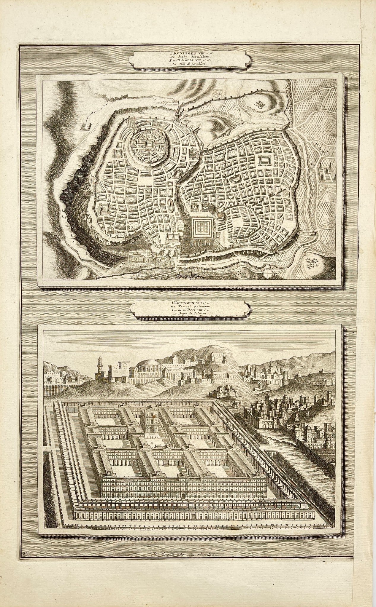 Antique Religious Print - New Testament - The City of Jerusalem - Pieter Mortier (1 of 2)