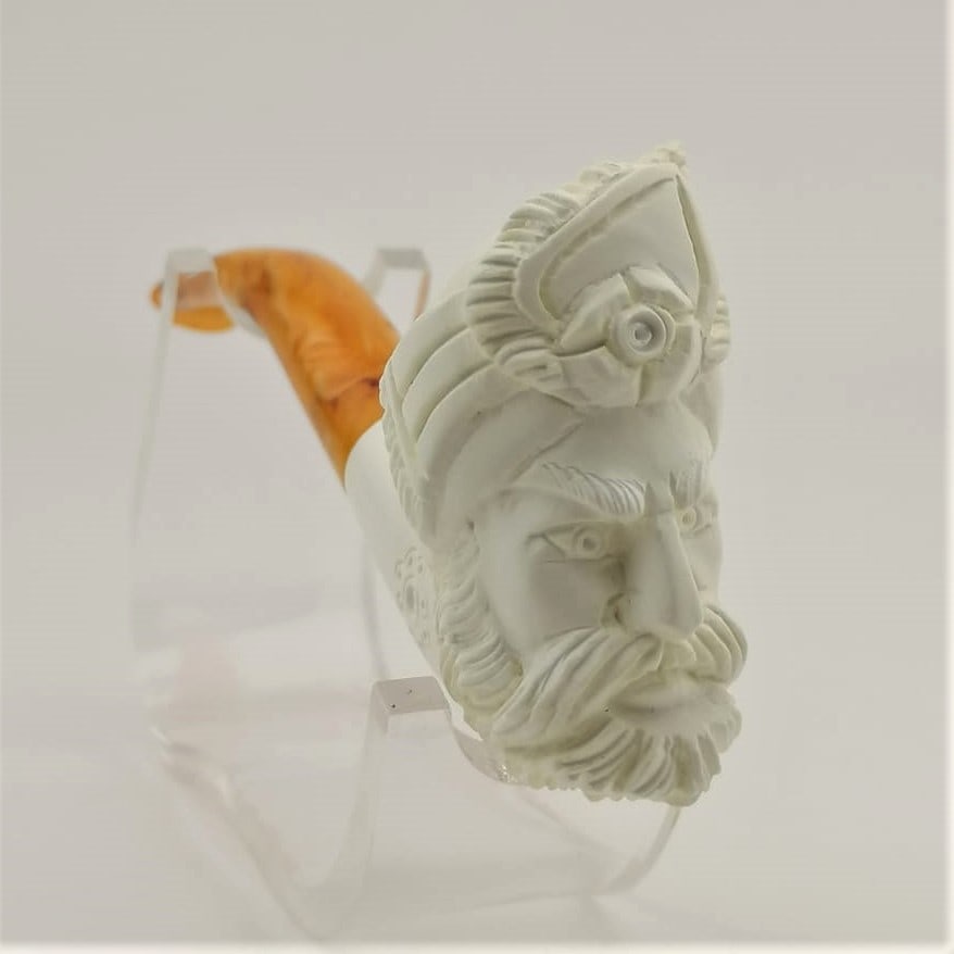Sultan (King),Hand carved Meerschaum Pipe.: Title: Sultan (King),Hand carved Meerschaum Pipe. Materials: Meerschaum Dimension: 5.5 inch (14cm) Description: Sultan (King),Hand carved Meerschaum Pipe. Made in Turkey,Eskisehir by Meerschaum Carve 