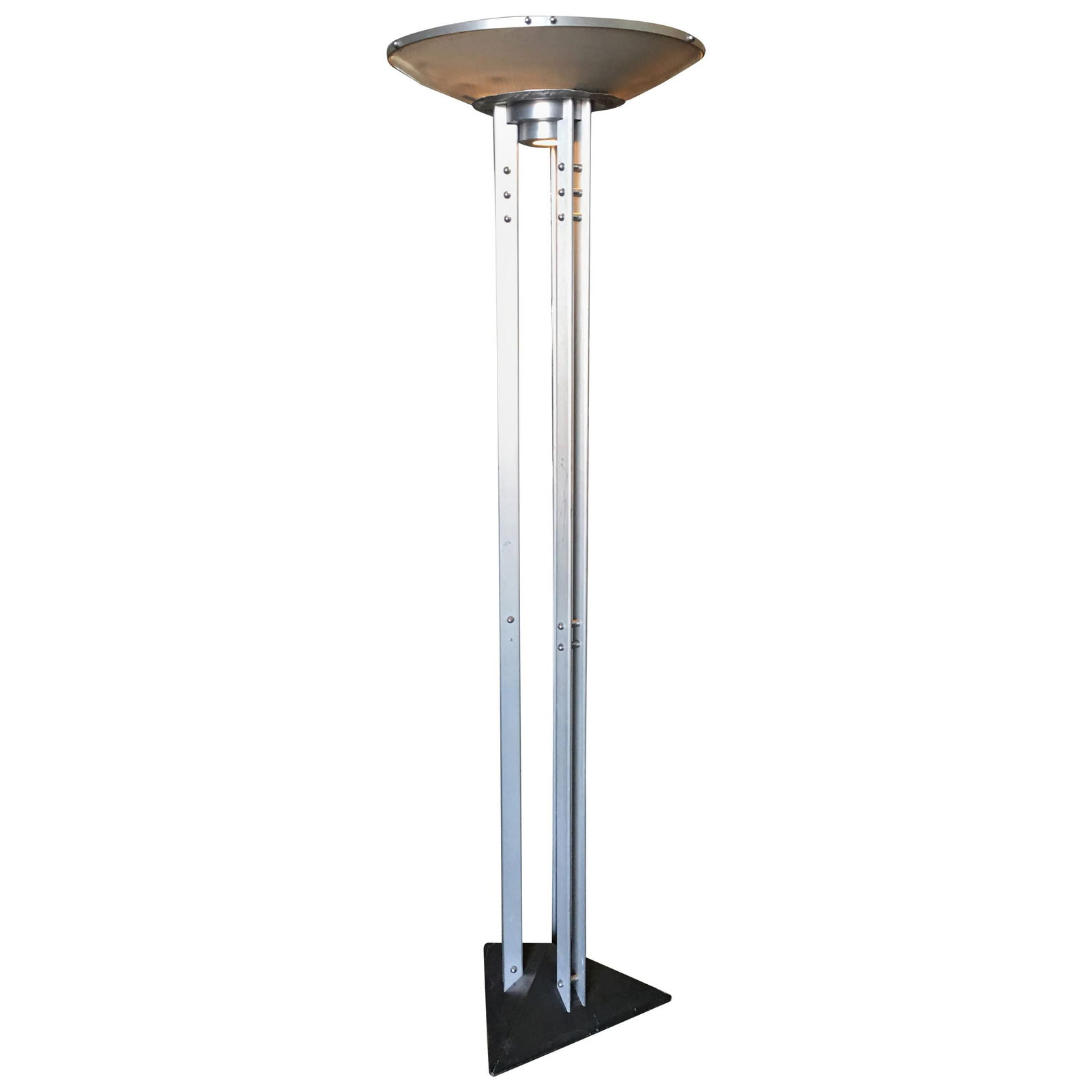 Robert Sonneman "Echoes of Vienna" Floor Lamp for Kovacs: Robert Sonneman "Echoes of Vienna" Floor Lamp for Kovacs Robert Sonneman "Echoes of Vienna" metal industrial Floor Lamp for Geroge Kovacs lighting. This lamp features an aluminum and steel constructio