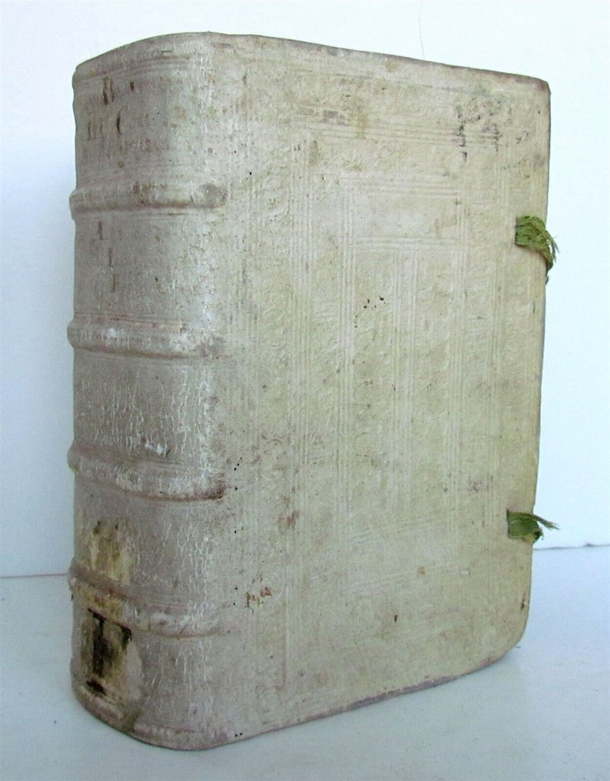 early 17th cent. ROBERTI BELLARMINI antique PIGSKIN BINDING TERTIA CONTROVERSIA (1 of 7)