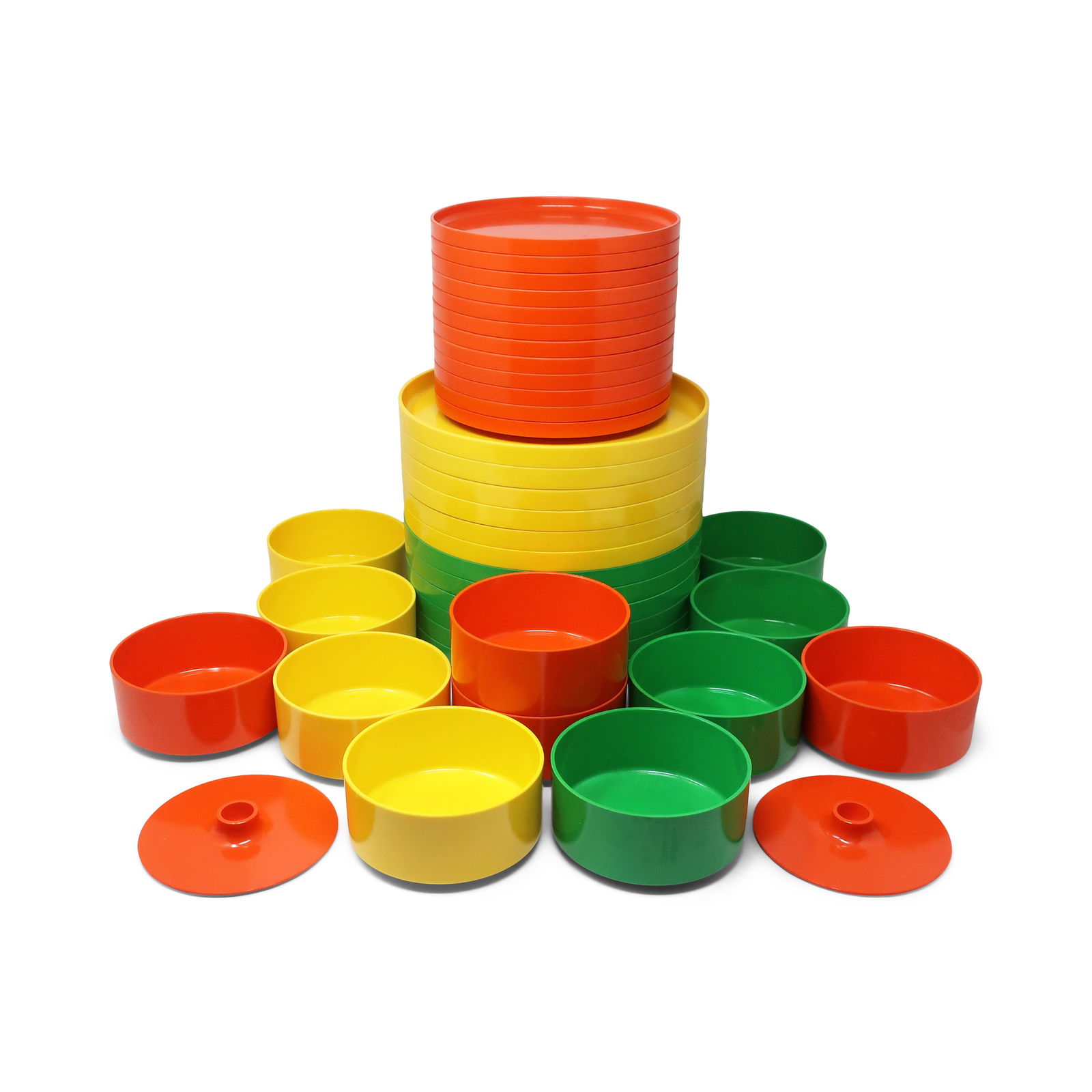 Green, Yellow and Orange Dinnerware by Vignelli for Heller - Service for 12 (1 of 5)