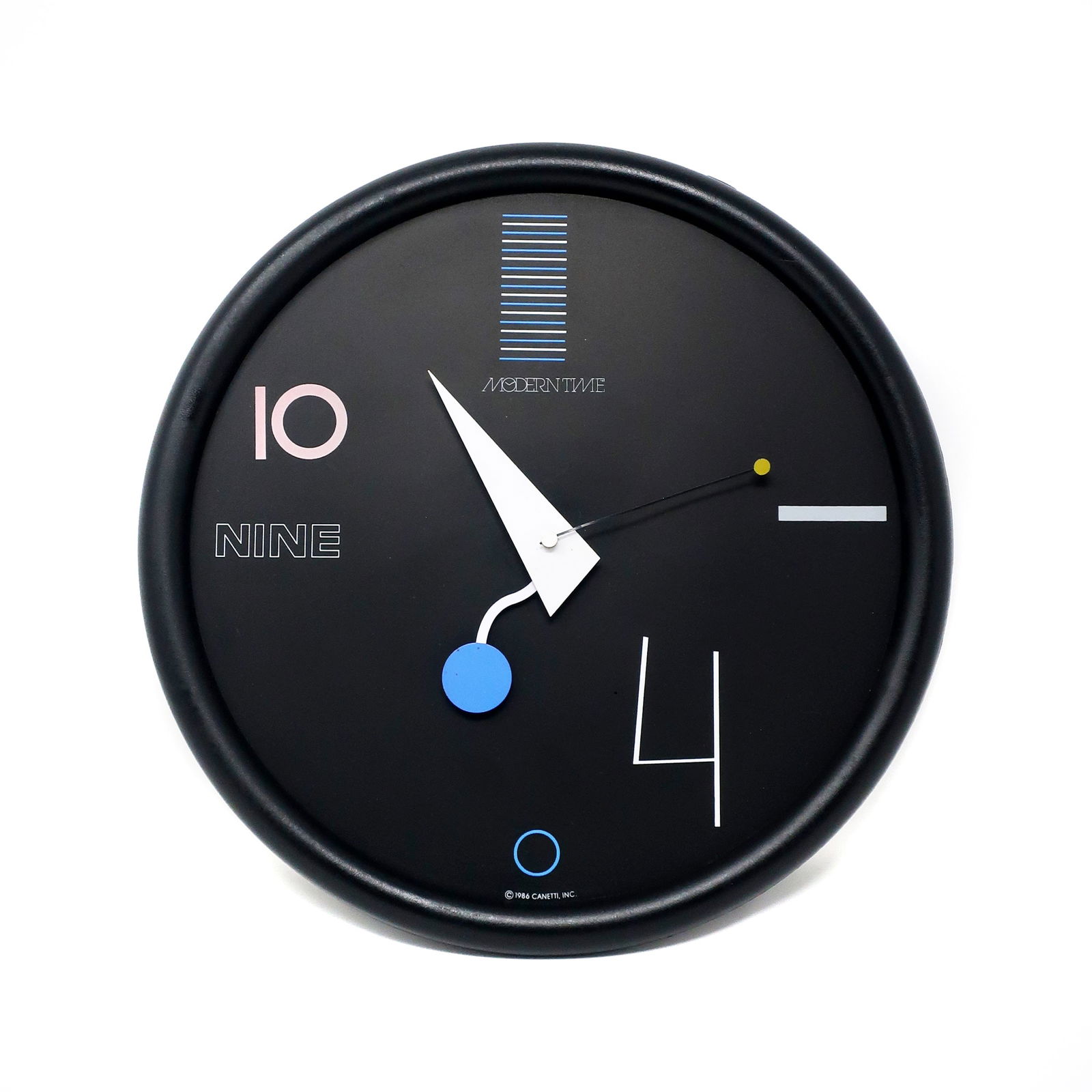 1980s Postmodern Canetti Black Wall Clock (1 of 7)