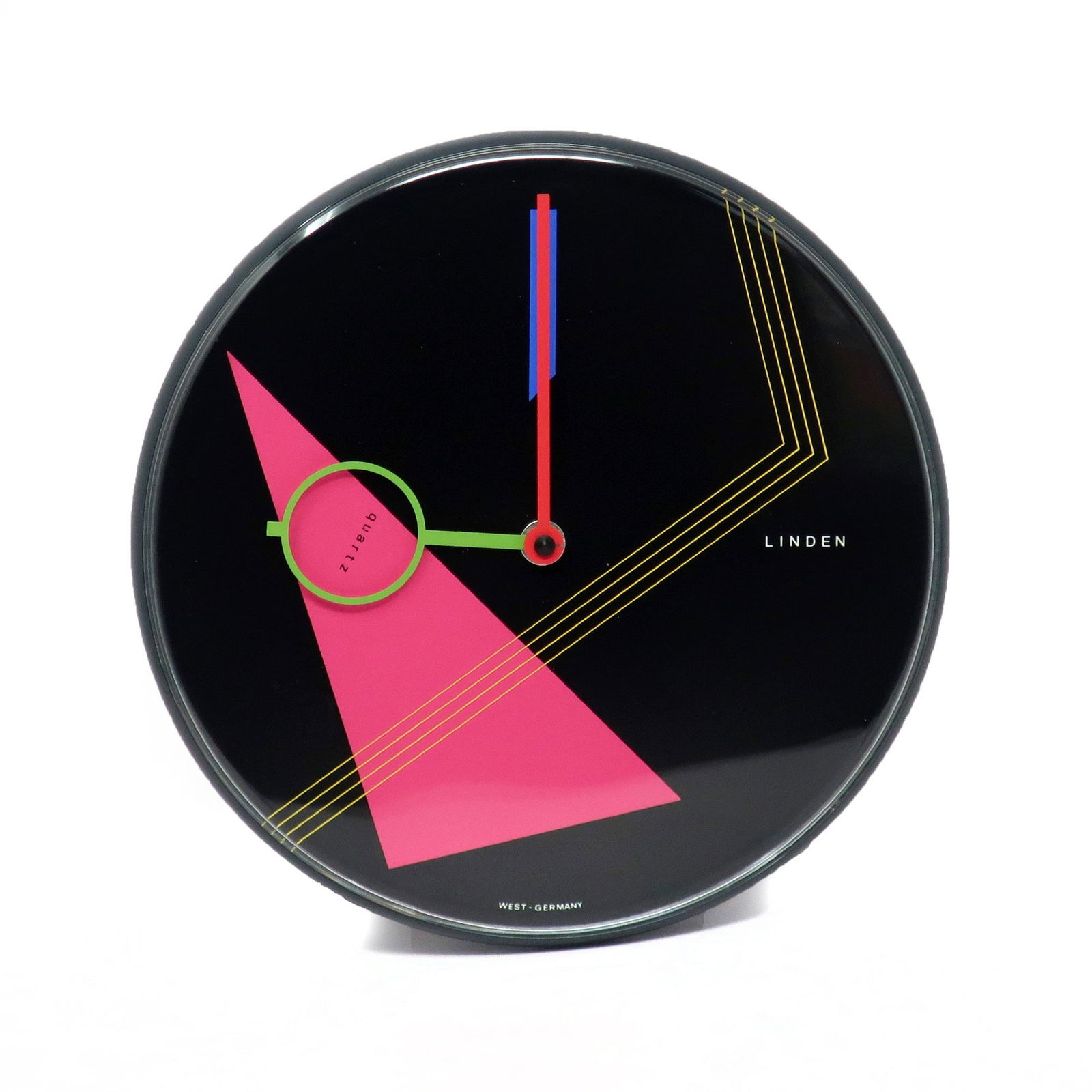 1980s Postmodern Black Wall Clock by Linden (1 of 8)