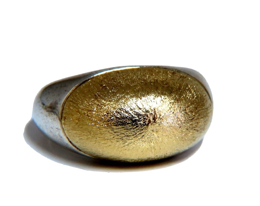 Sterling silver 18kt gold brushed top satin dome ring (1 of 5)