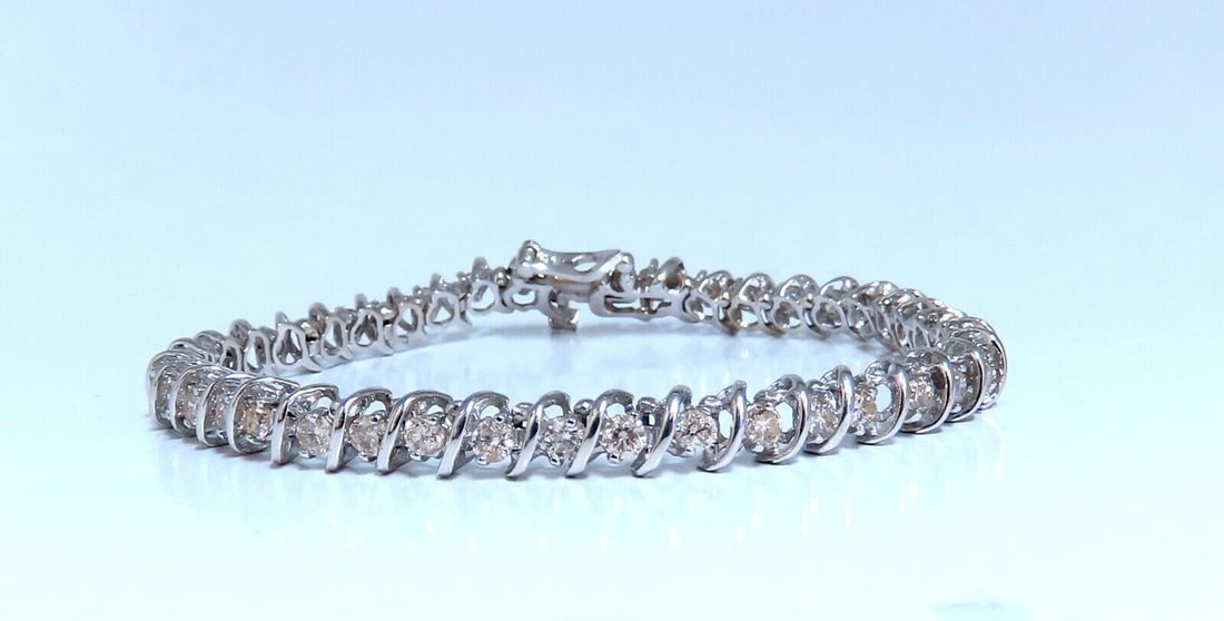 2.54ct natural round diamonds tennis bracelet 14kt (1 of 8)