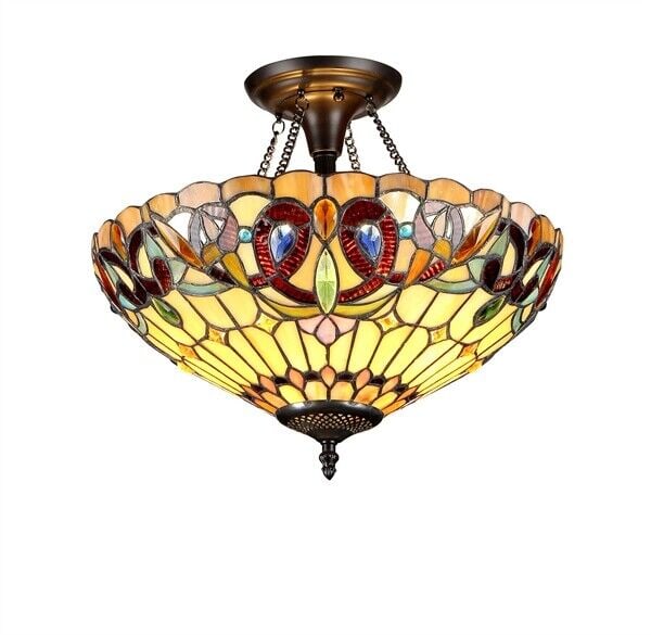 16" Stained Glass Semi Flush Ceiling Uplight (1 of 2)