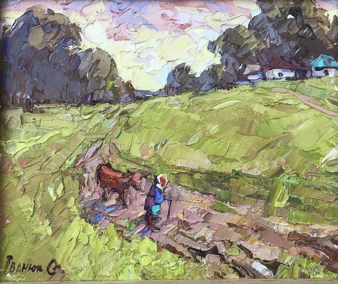 Oil painting Field road Kalenyuk Alex: Description: №Kalen 705 *** ABOUT THIS PAINTING *** * TITLE: "Field road" * ARTISTS: Kalenyuk Alex * SIZE: 25x30 cm/'9.84x11.81 inches' * MEDIUM: oil, canvas * HAND PAINTED: Original painting fr