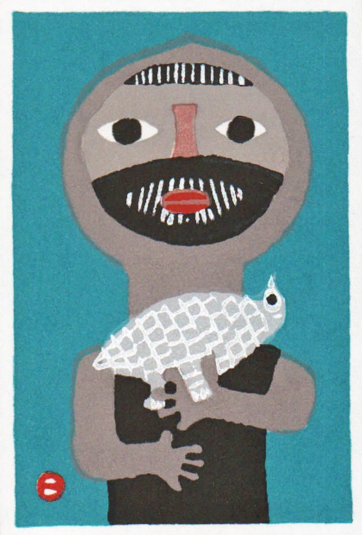 Umetaro Azechi (1902 - 1999): Mt Man And Bird (1 of 2)