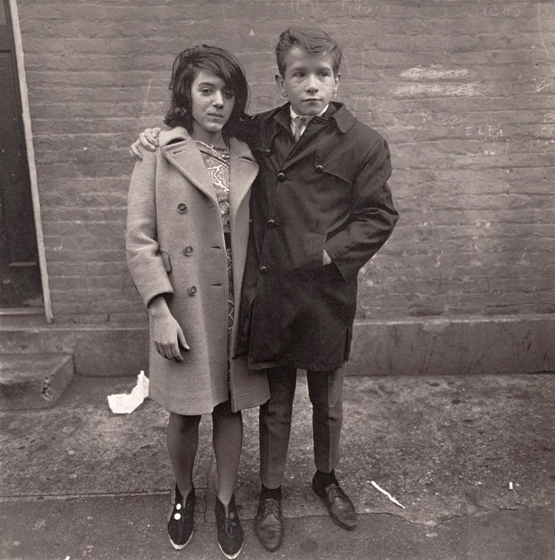 DIANE ARBUS - Teenage couple on Hudson St, NYC, 1963: Title: DIANE ARBUS - Teenage couple on Hudson St, NYC, 1963 Description: Artist: DIANE ARBUS Print Title: Teenage couple on Hudson St, NYC, 1963 Medium: Authentic Vintage Photoengraving Printed 1970&#