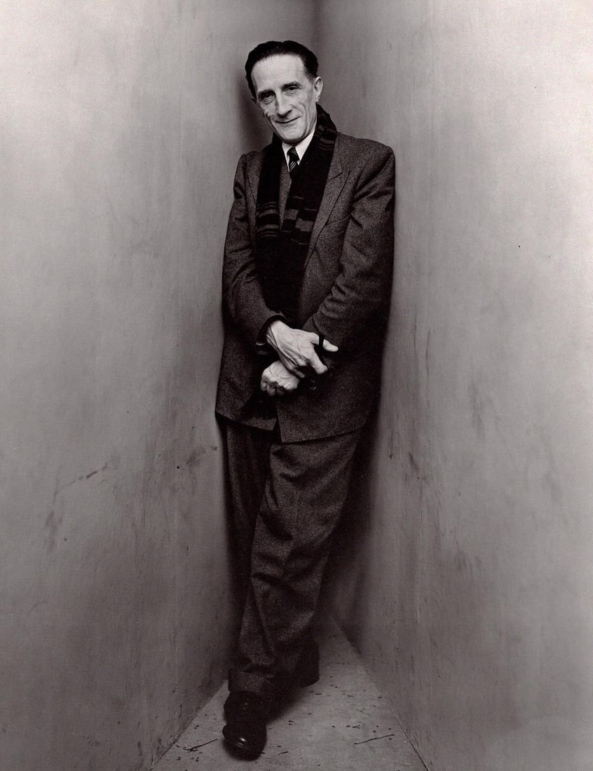 IRVING PENN - Penn, Marcel Duchamp, NY, 1948: Title: IRVING PENN - Penn, Marcel Duchamp, NY, 1948 Description: Artist: IRVING PENN Print Title: Penn, Marcel Duchamp, NY, 1948 Medium: Photolithograph Printed 1980’s in the US Image size (inch