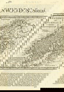 Sweden and Norway by Herman Moll. Scandinavia Finland 1709 old antique map: TITLE/CONTENT OF MAP: 'Sweden and Norway' DATE PRINTED: 1709 IMAGE SIZE: Approx 29.5 x 19.5cm, 11.5 x 7.75 inches (Medium) TYPE: Antique copperplate map CONDITION: Good; suitable for framing. Please c