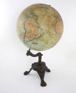 1880 LEBEGUE FRENCH ANTIQUE TERRESTRIAL GLOBE ANTIQUE 14 inches: This 14 inches French globe has "Lebegue and Cie " on its tag with an in Paris (J. LEBEGUE & CIE / EDITES. / PARIS). They also come as J. L & C for the smaller size, I was told that this company was a
