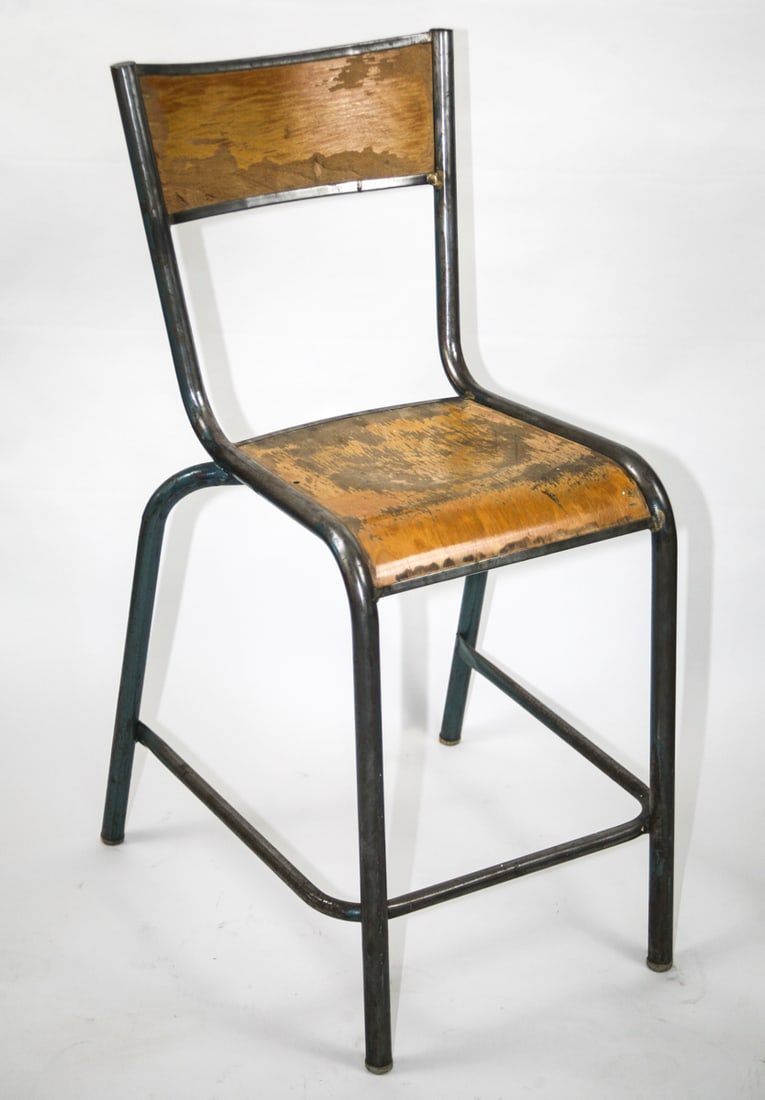 FRENCH 1950 MODERNIST INDUSTRIAL set of 12 STUDIO ARCHITECT chairs PROUVE (1 of 4)