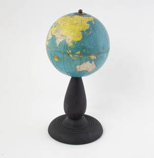 6" TERRESTRIAL ANTIQUE TABLE GLOBEWEBER COSTELLO 1930: This 6 inches globe was edited by the American maker WEBER COSTELLO of Chicago ( a school supplies company) .Weber Costello & Co., was a major school supply company that sold a large variety of globes