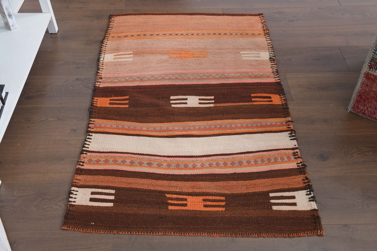 1970s Kilim Oushak Handmade Wool Beige Runner Rug (1 of 9)
