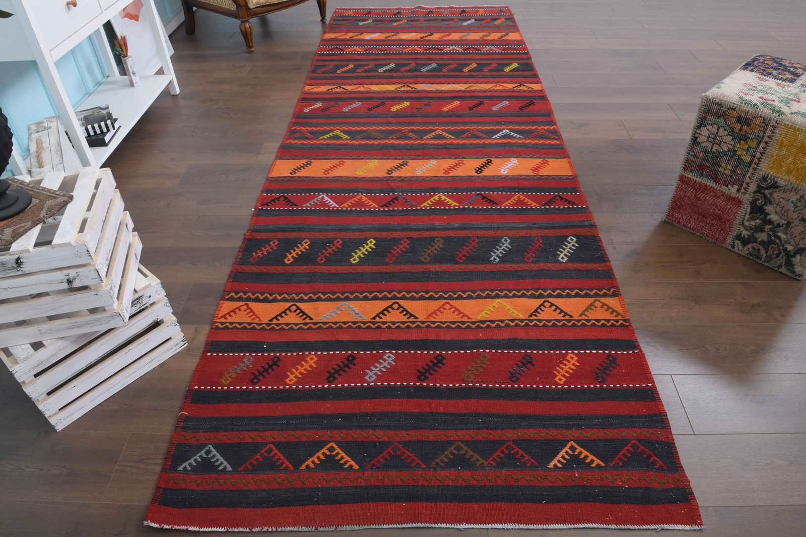 1970s Kilim Oushak Handmade Wool Colorful Runner Rug (1 of 9)