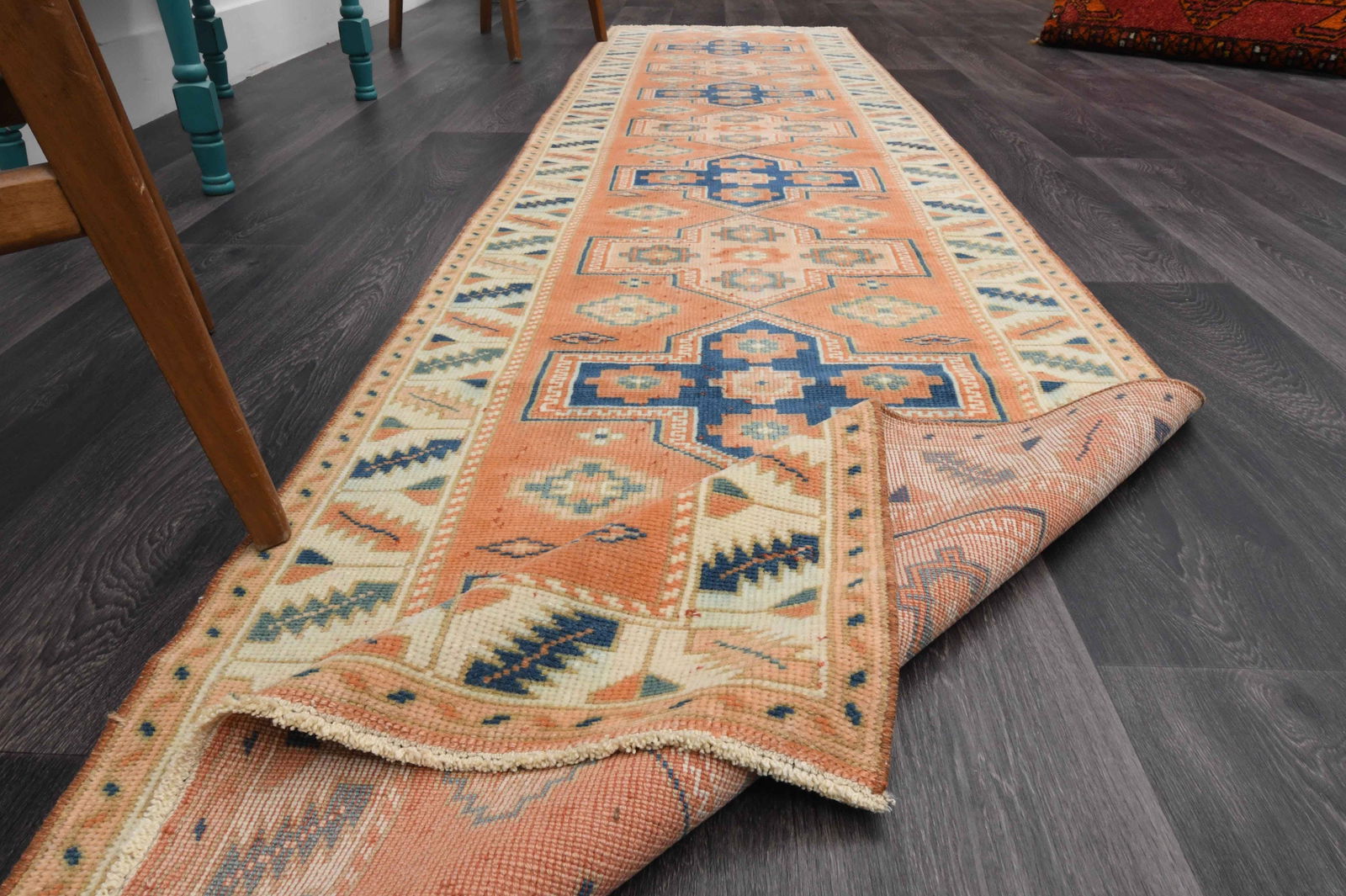 1970s Turkish Oushak Handmade Wool Orange Runner Rug (1 of 9)
