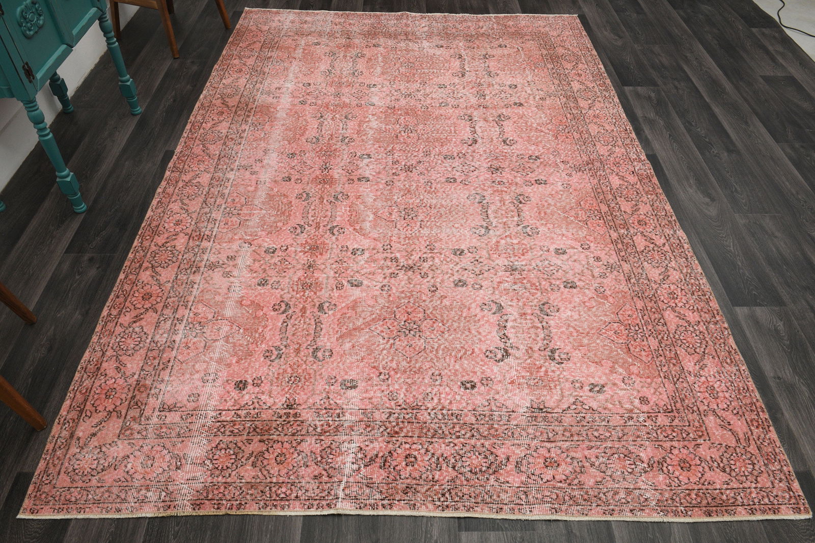 1970s Turkish Oushak Handmade Wool Pink Area Rug (1 of 10)