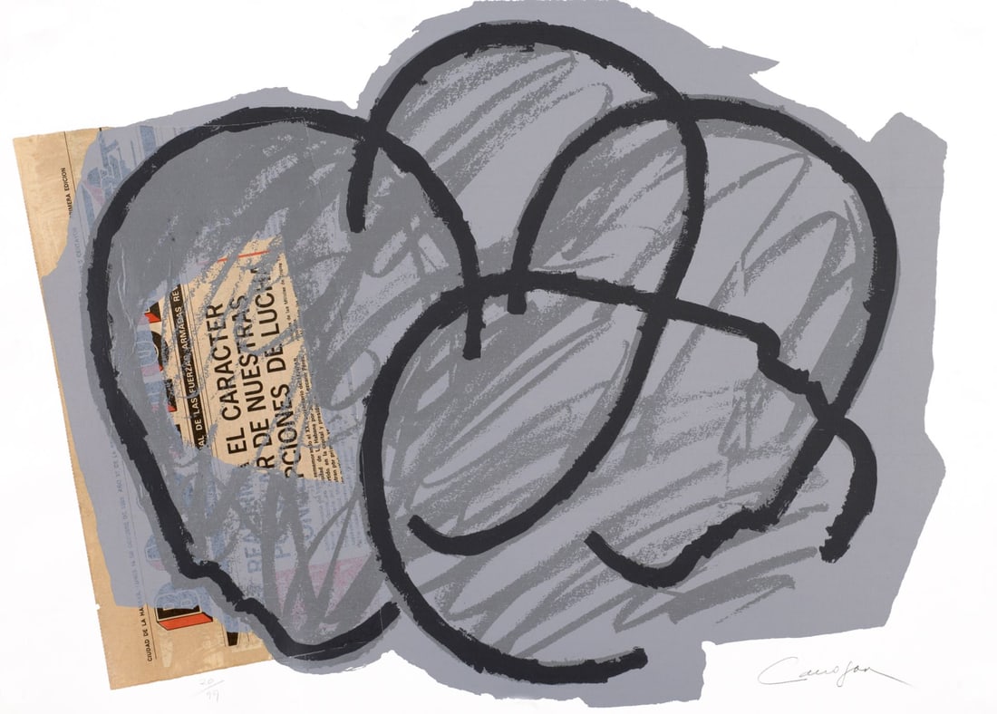 Rafael Canogar, Spanish, silkscreen: Lot Title: Rafael Canogar, Spanish, silkscreen Artist: Rafael Canogar (Spain, 1935) Work Title: Carácter Date: N/A Medium: silkscreen Overall Size: 19.7 x 27.6 in. (50 x 70 cm.) Reserve: $1,130.00 Sh