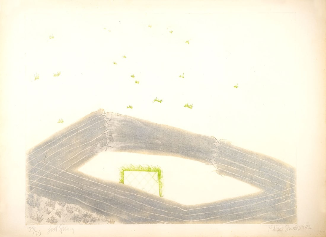 Robert Smith, American, etching, 1972: Lot Title: Robert Smith, American, etching, 1972 Artist: Robert Smith (United States, 1944) Work Title: Last spring Date: 1972 Medium: etching Overall Size: 21.7 x 29.6 in. (55 x 75 cm.) Reserve: $450