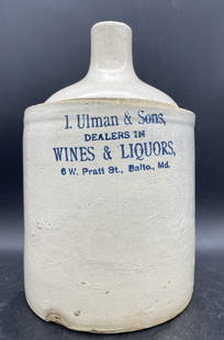 EARLY 1900'S L. ULLMAN & SONS ADVERTISING STONEWARE BALTIMORE: Title: EARLY 1900'S L. ULLMAN & SONS ADVERTISING STONEWARE BALTIMORE Date/Period: APPROX EARLY 1900'S Dimension: approx 9.25 Material: Stoneware Additional Information: EARLY 1900'S L. ULLMAN & SONS S