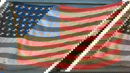 Rare American Flag Dated 1882 TP LOVERING 38 Or 39 Stars-40 X 80": Flag is dated 1882 which puts it in the 38 period. Flag could actually be earlier .. Between 1861-1882 US added 6 states and stars could have easily been added. Double applique stars on wool fabric. S