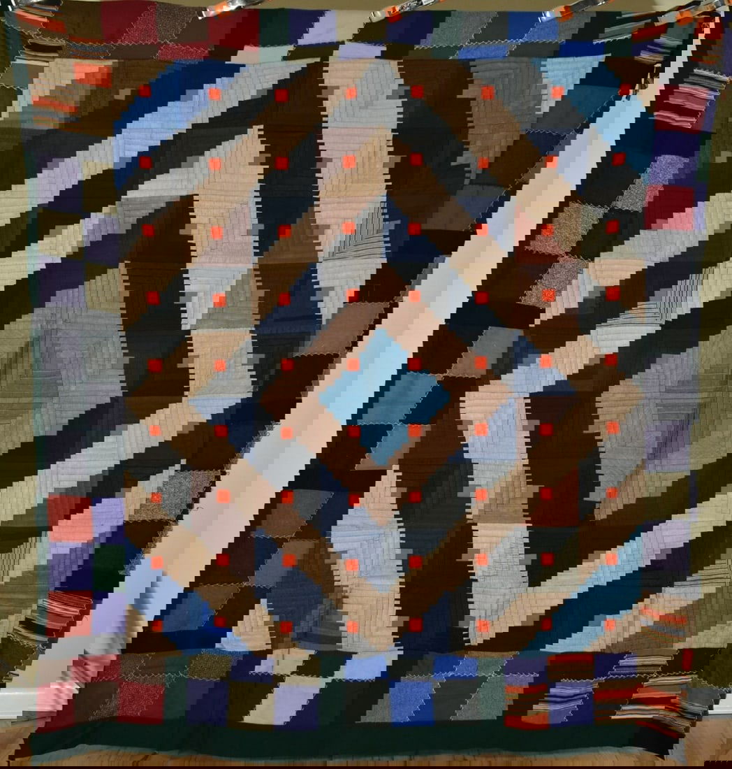 1890's Wool Log Cabin Quilt Top (1 of 9)