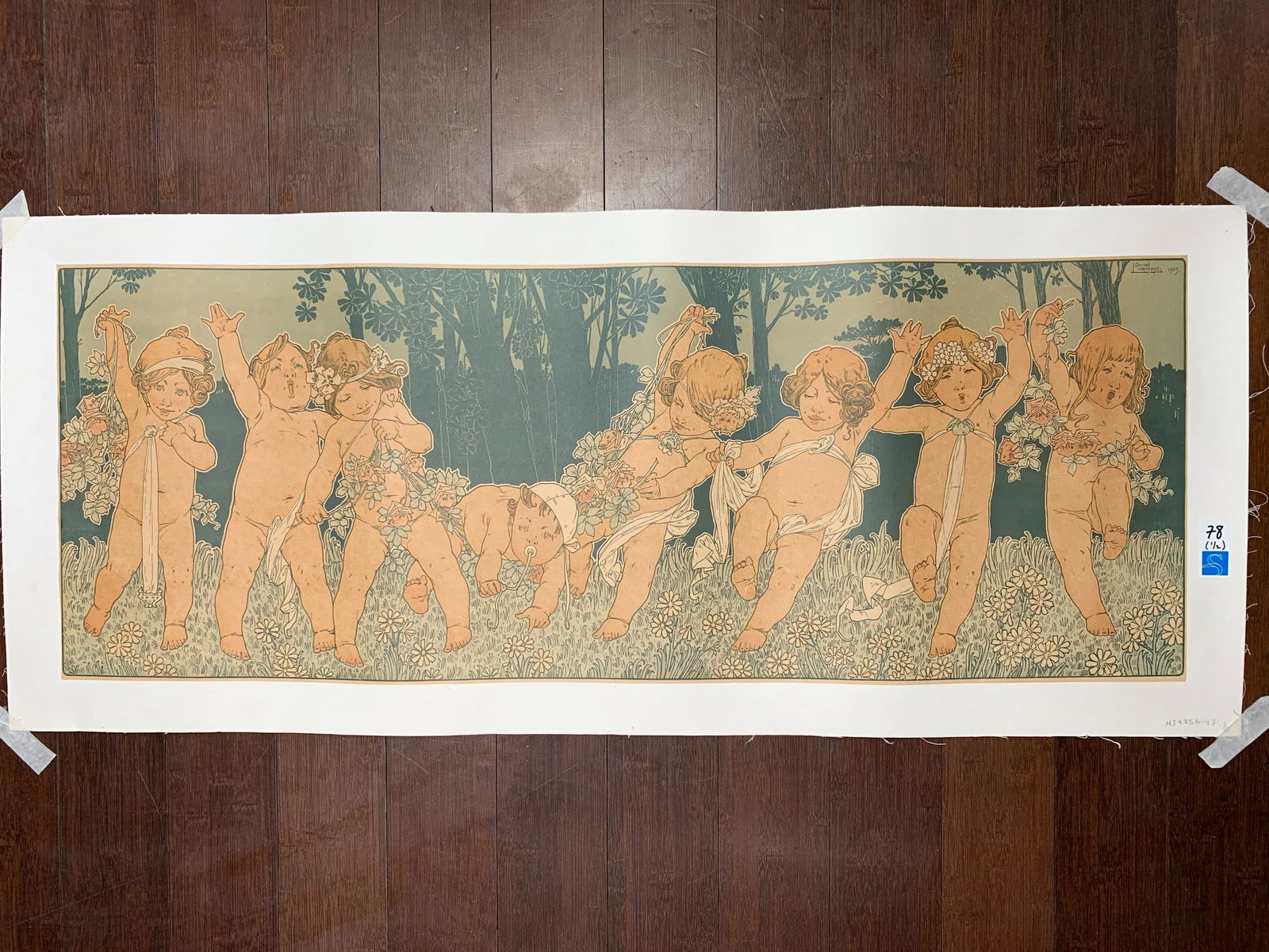 Cherubs - Art Privat Livemont (1903) 14.125" x 38" Two French Lithograph Posters LB (1 of 4)