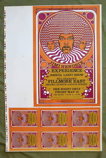 Jimi Hendrix Experience Live At Fillmore East (1968) Full Set Of US Concert Poster Printers Proofs: Jimi Hendrix Experience Live at Fillmore East (1968) Full Set of US Concert Poster/Postcard Printers Proofs (2nd Printing) Extremely Rare full set of Printers Proofs. May 10th 1968 - Fillmore East (Ne