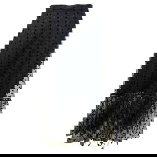 Huishan Zhang Black Polka Dot Midi Skirt, Size 4: Title: Huishan Zhang Black Polka Dot Midi Skirt, Size 4 Description: Product details: The skirt features mesh finish with velvet polka dot print, tulle style with ruffled detail on the bottom. Details