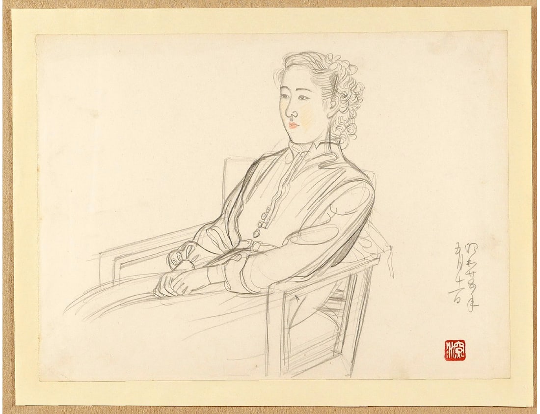 SHINSUI, Ito (1898-1972): Woman sitting on a chair (1 of 2)