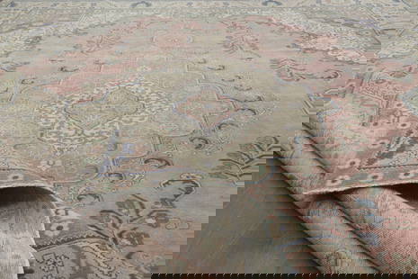 High Quality Perisan Area Rug: Title: High Quality Perisan Area Rug Origin: Turkey Date/Period: 1960 - 1970 Materials: Wool and Cotton Size: Dimensions: 9.4x12.2 ft (287x373 cm) Description: This Turkish one-of-a-kind Anatolian Vin