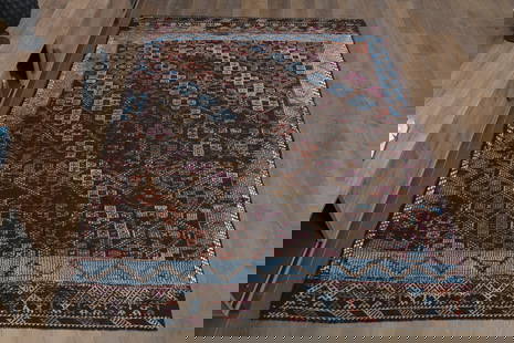 1970s Kilim Oushak Handmade Wool Colorful Area Rug: Title: 1970s Kilim Oushak Handmade Wool Colorful Area Rug Origin: Turkey Date/Period: 1960 - 1970 Materials: Wool and Cotton Size: Width: 5.6 feet Length: 7.6 feet Description: This Turkish one-of-a-k