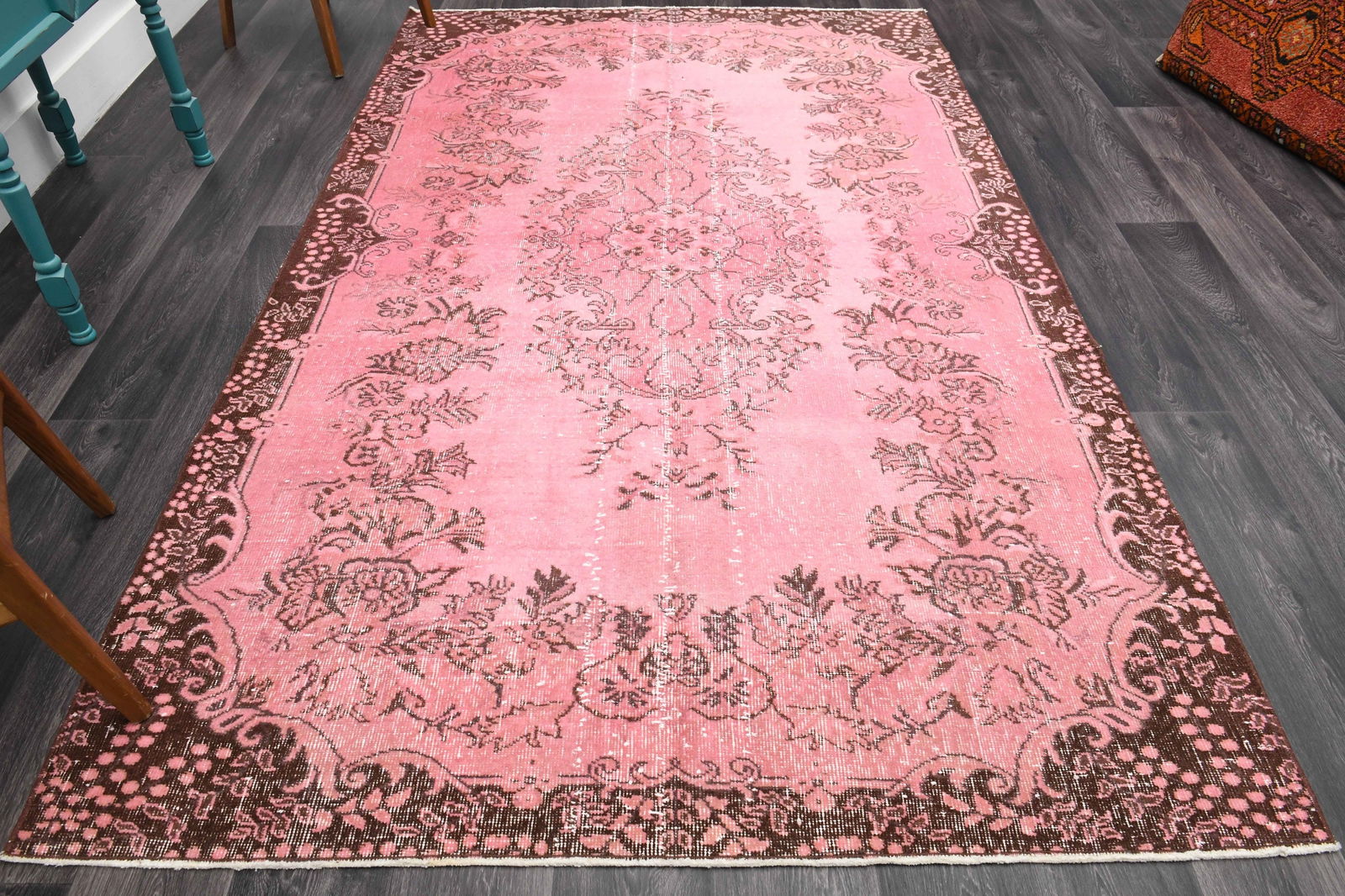 1970s Turkish Oushak Handmade Wool Pink Area Rug (1 of 9)