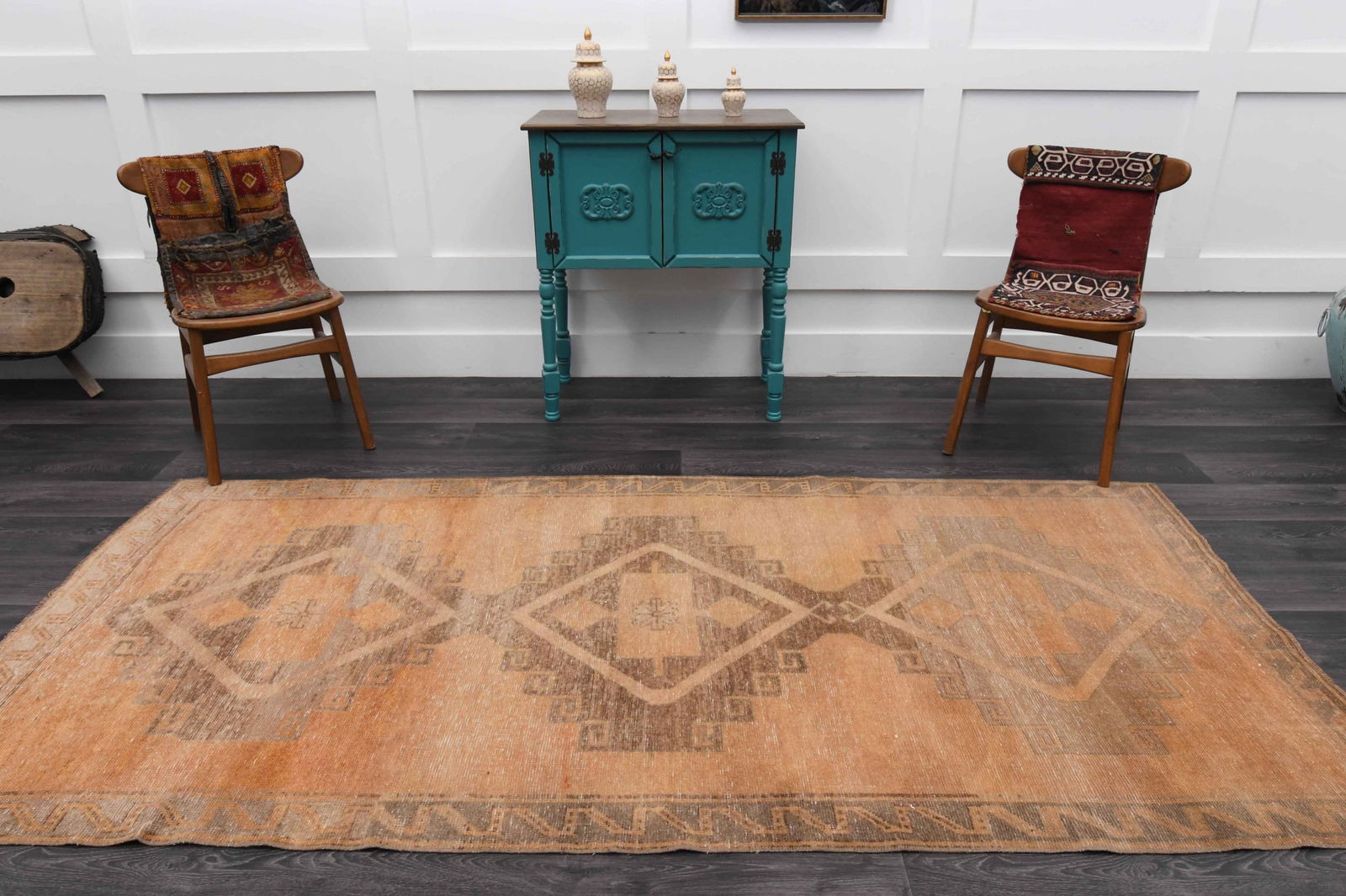 1970s Turkish Oushak Handmade Wool Pink Runner Rug (1 of 9)