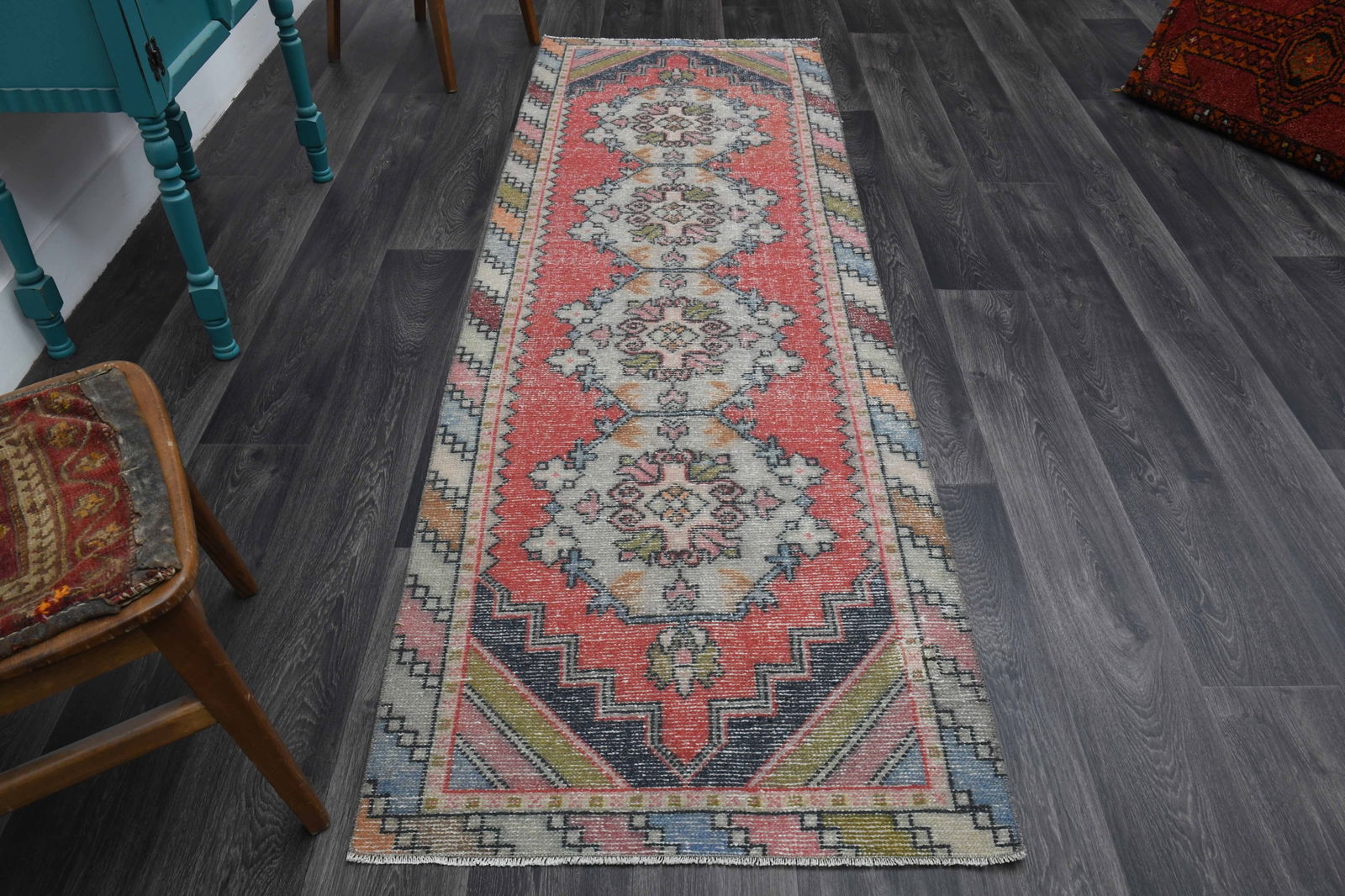 1970s Turkish Oushak Handmade Wool Pink Runner Rug (1 of 9)