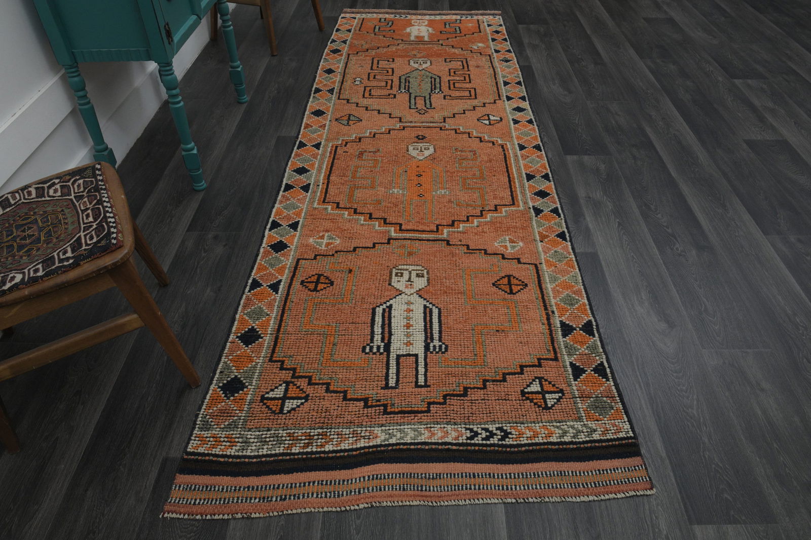 1970s Turkish Oushak Handmade Wool Pink Runner Rug (1 of 10)