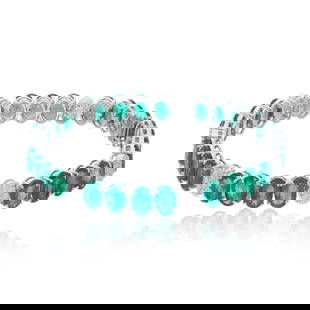 SI/H Diamond Zambian Emerald Bracelet 14k White Gold: Title: SI/H Diamond Zambian Emerald Bracelet 14k White Gold Additional Information: Item Code : SEBR-43464, Gold : 13.22gm : 1.1 ct. Diamond(Hi color Si clarity) : 19.84 Ct Zambian Emerald : Gross Wt.