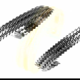 Signed TAHE Navajo Cuff: This is an artist signed "TAHE" Navajo traditional cuff with a twisted rope design. It's stamped sterling and 12K gold filled. Dimensions: 0.625 width and adjust to fit. Reserve: $135.00 Shipping: Dom