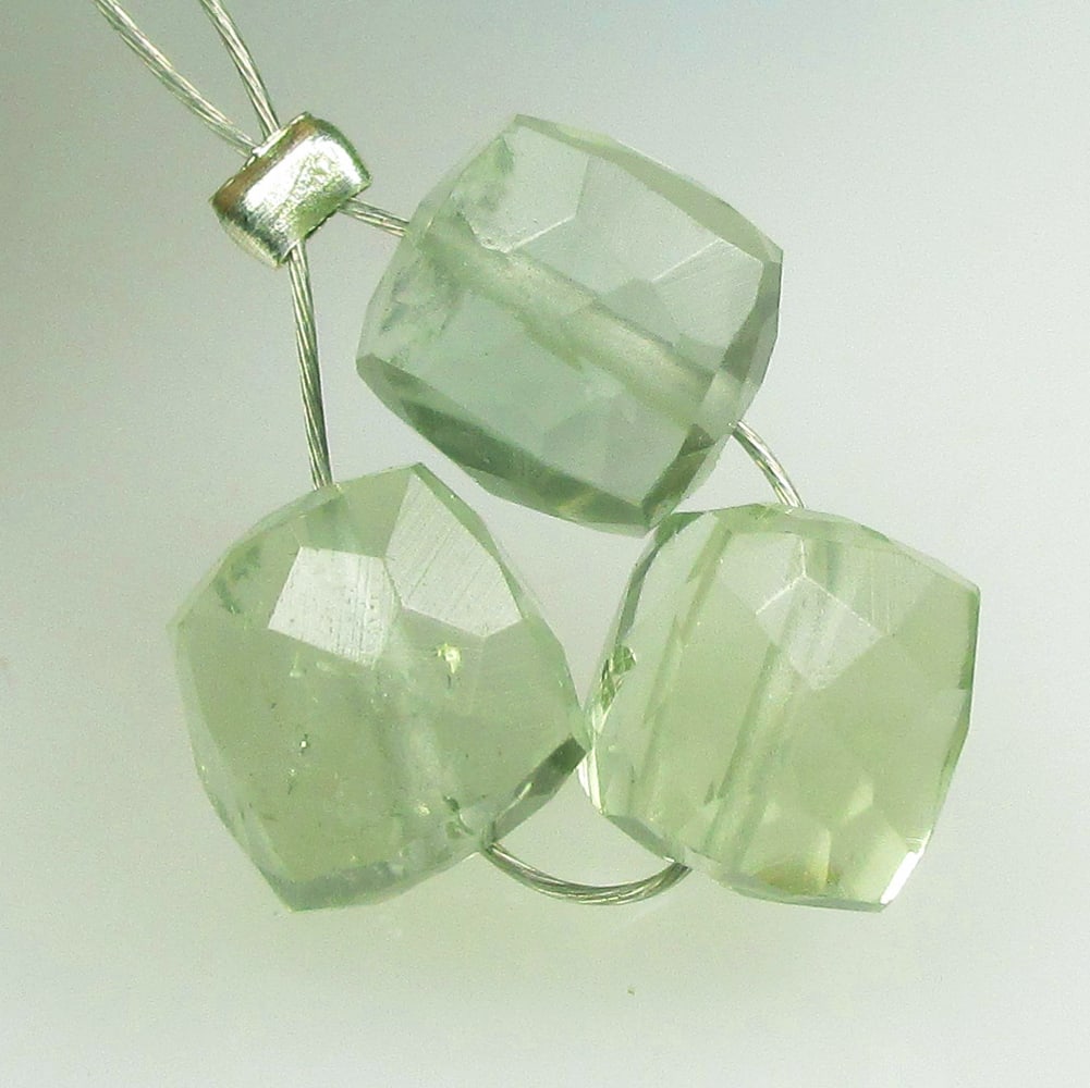 6.42 Ctw Natural 3 Green Amethyst Square Beads (1 of 2)