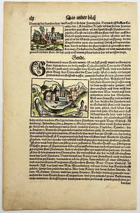 Antique Color Woodcut - S. Munster - Cosmographia - Gendt - Belgium - Dornick: Title: Antique Color Woodcut - S. Munster - Cosmographia - Gendt - Belgium - Dornick Date/Period: c. 1578 Dimensions: 21 cm x 30 cm. Material: Paper Additional Information: Step into the captivating w