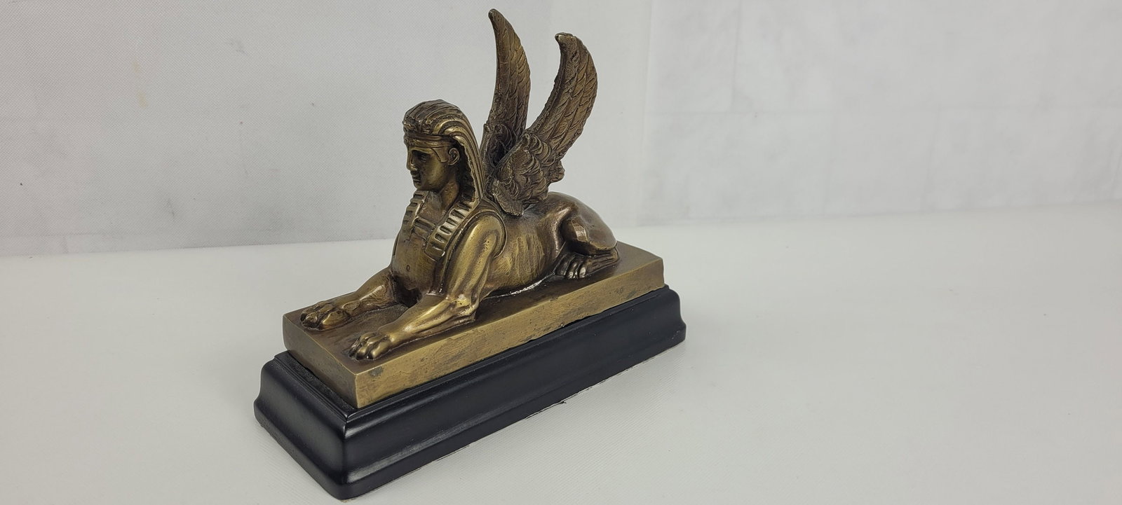 Vintage Egyptian Style Bronze Sphinx Winged Creature Sculpture Statue (1 of 8)