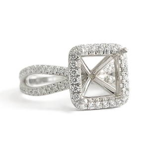 Square Halo Split Shank Diamond Engagement Ring Mounting 14K White Gold 5.06 Gr: Square Halo Split Shank Diamond Engagement Ring Mounting 14K White Gold 5.06 Gr This is such a beautiful diamond engagement ring mounting! Ready to house a diamond or gemstone of your choice.