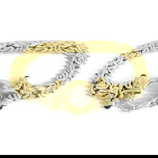 Vintage Cabochon Black Onyx Byzantine Bracelet 14K Yellow Gold, 20.37 Gram: Vintage Cabochon Black Onyx Byzantine Bracelet 14K Yellow Gold, 20.37 Gram This is a beautiful vintage bracelet! Please do not hesitate to ask any questions. Gemstones: 4 round cabochon black onyx, 3.
