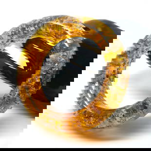 Phenomenal Vintage Amber Bangle Bracelet: Title: Phenomenal Vintage Amber Bangle Bracelet Metal: None Gemstone: Amber Weight: 62.96 g Dimensions: Inner diameter: 59.40 mm Size: 23.60 x 86.75 x 14.15 mm Size: 0.929 x 3.415 x 0.557 inches Inner