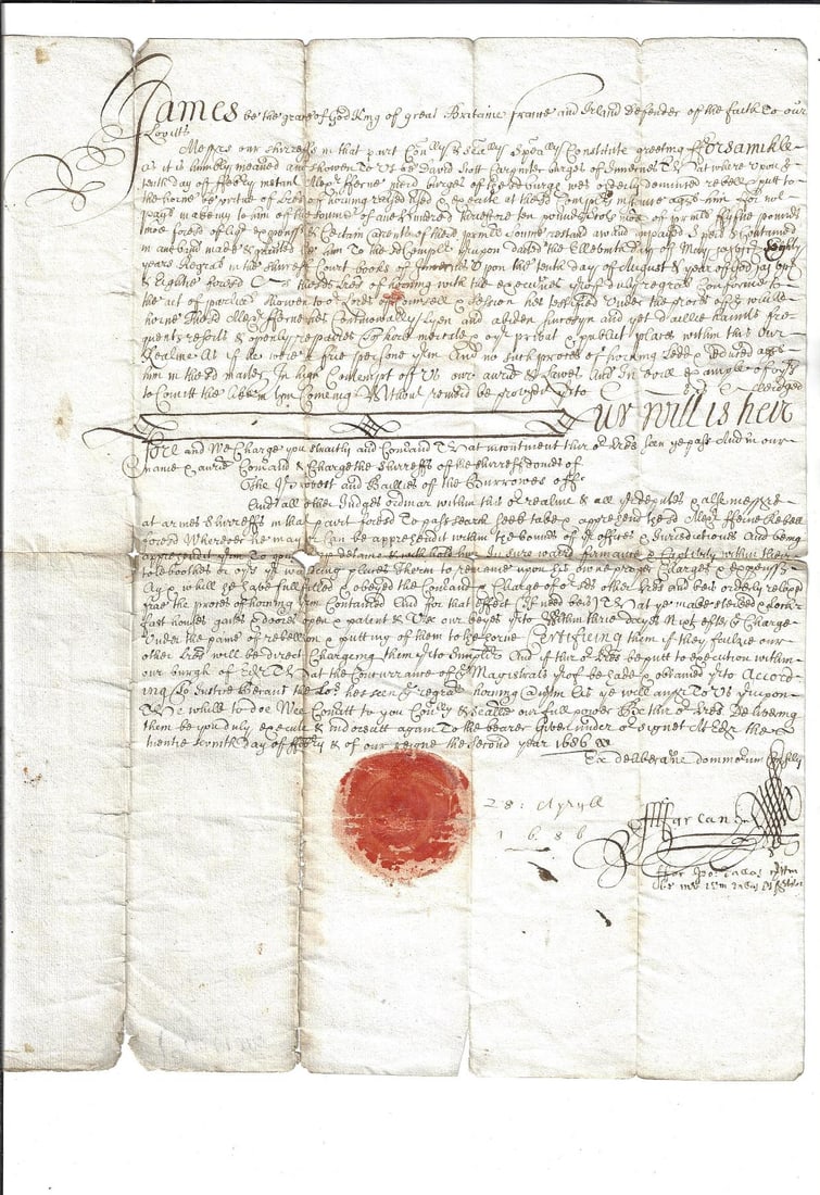 1686 Scottish Manuscript Judgement (1 of 1)