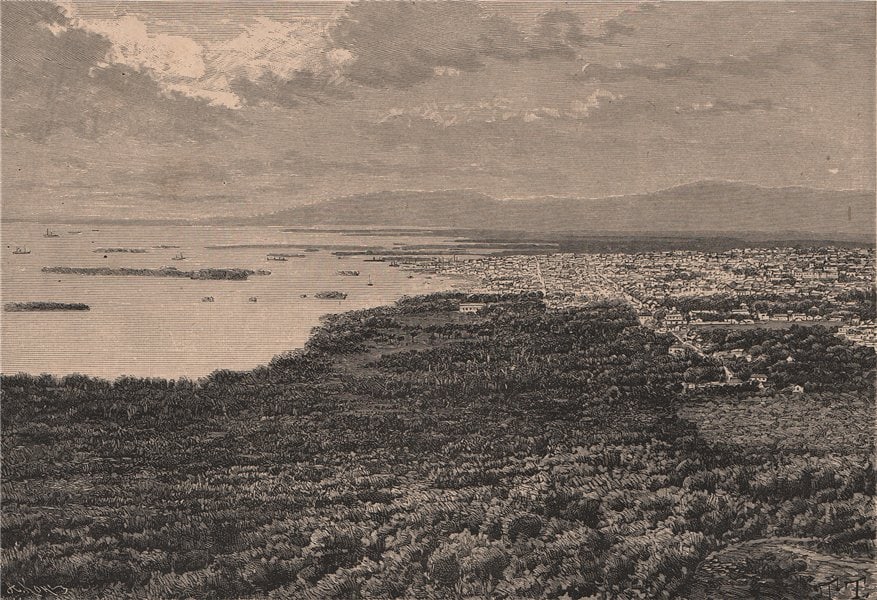 General view of Port-au-Prince. Haiti. Hispaniola 1885 old antique print (1 of 1)